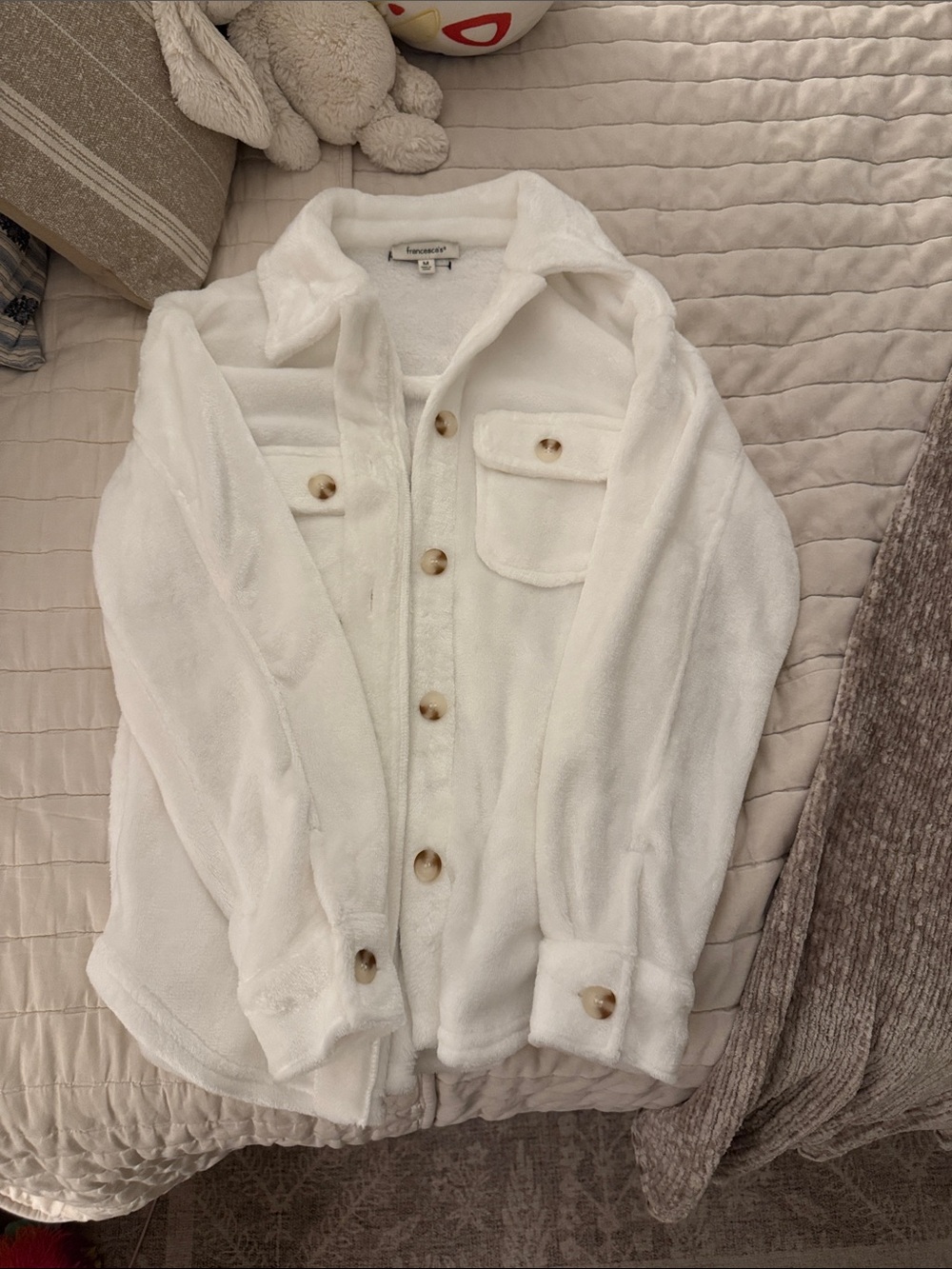 Francesca's Plush Cream Sherpa Jacket
